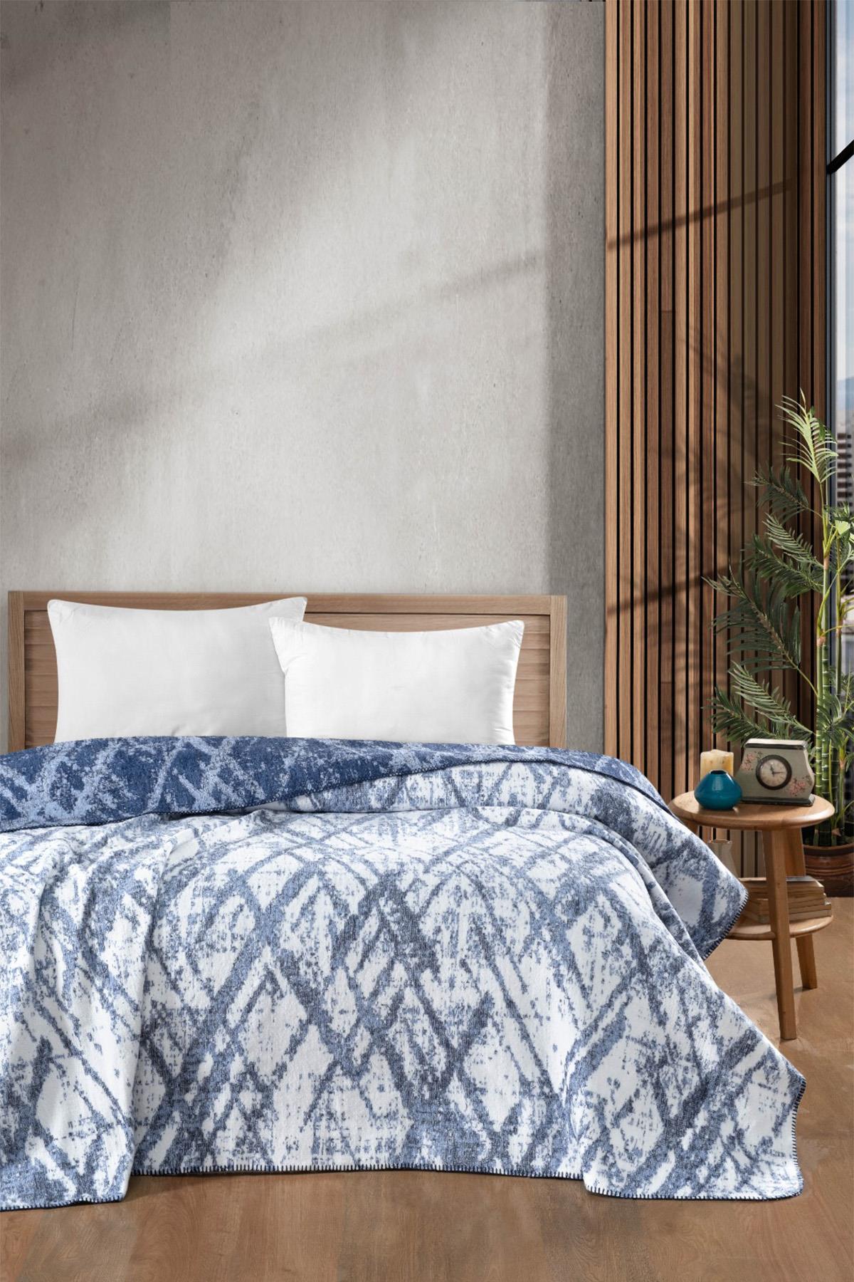 4 Mevsim Pamuklu Battaniye - Yumuşak ve Hafif Konfor Mavi