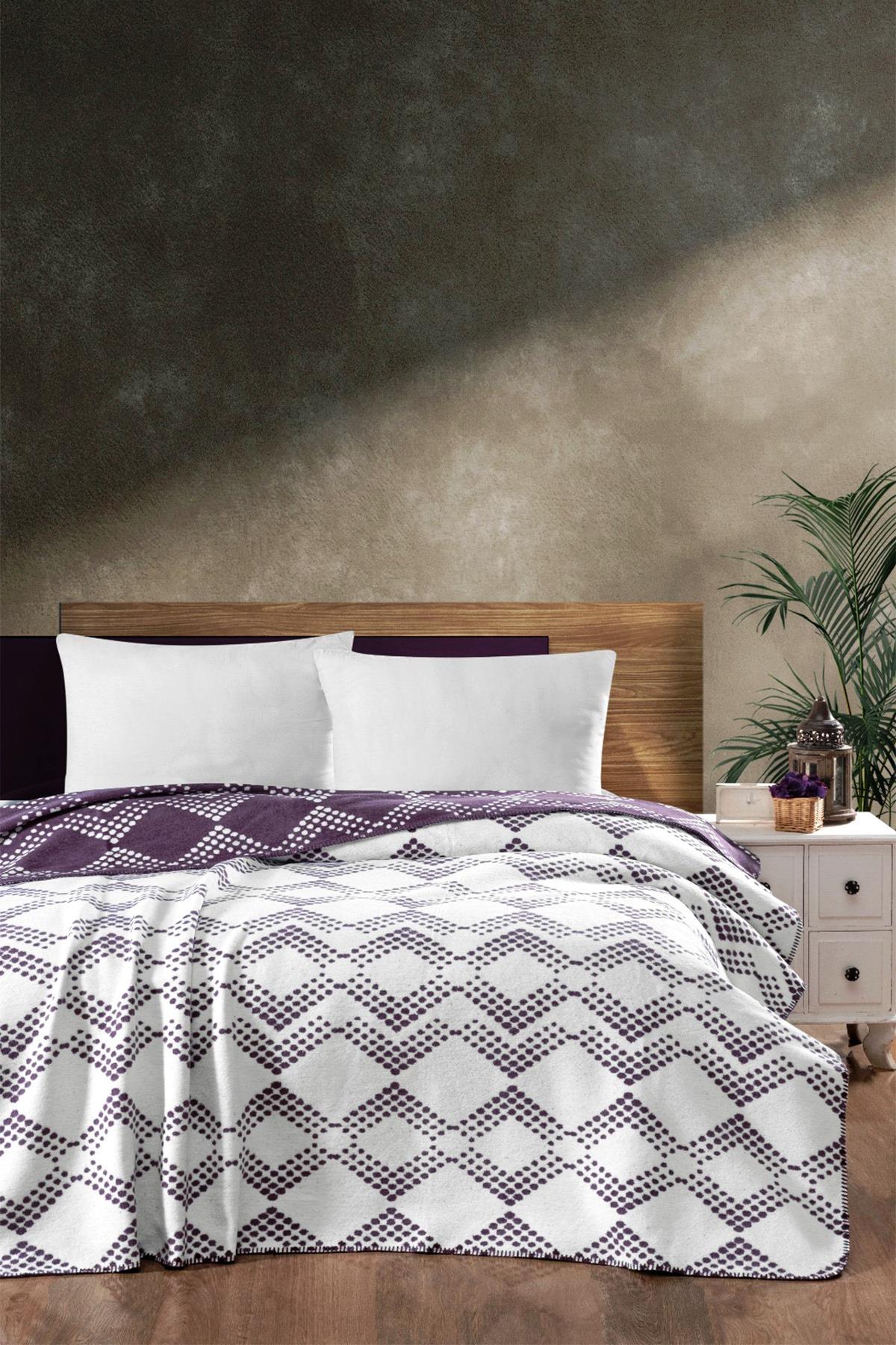 4 Mevsim Pamuklu Battaniye - Yumuşak ve Hafif Konfor Lila 200cm X 220cm