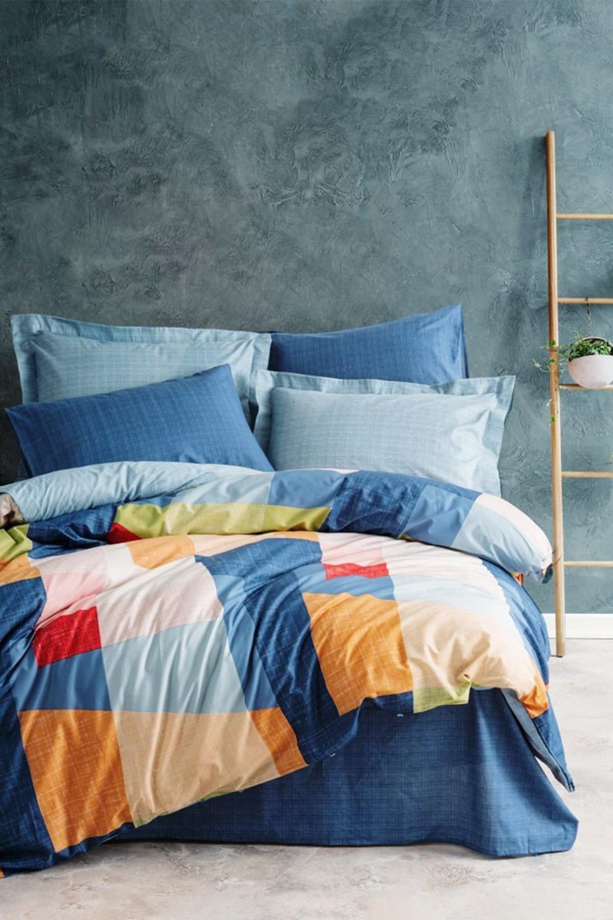 Cosy Mavi Modern Çift Kişilik Nevresim Takımı- %100 Pamuk