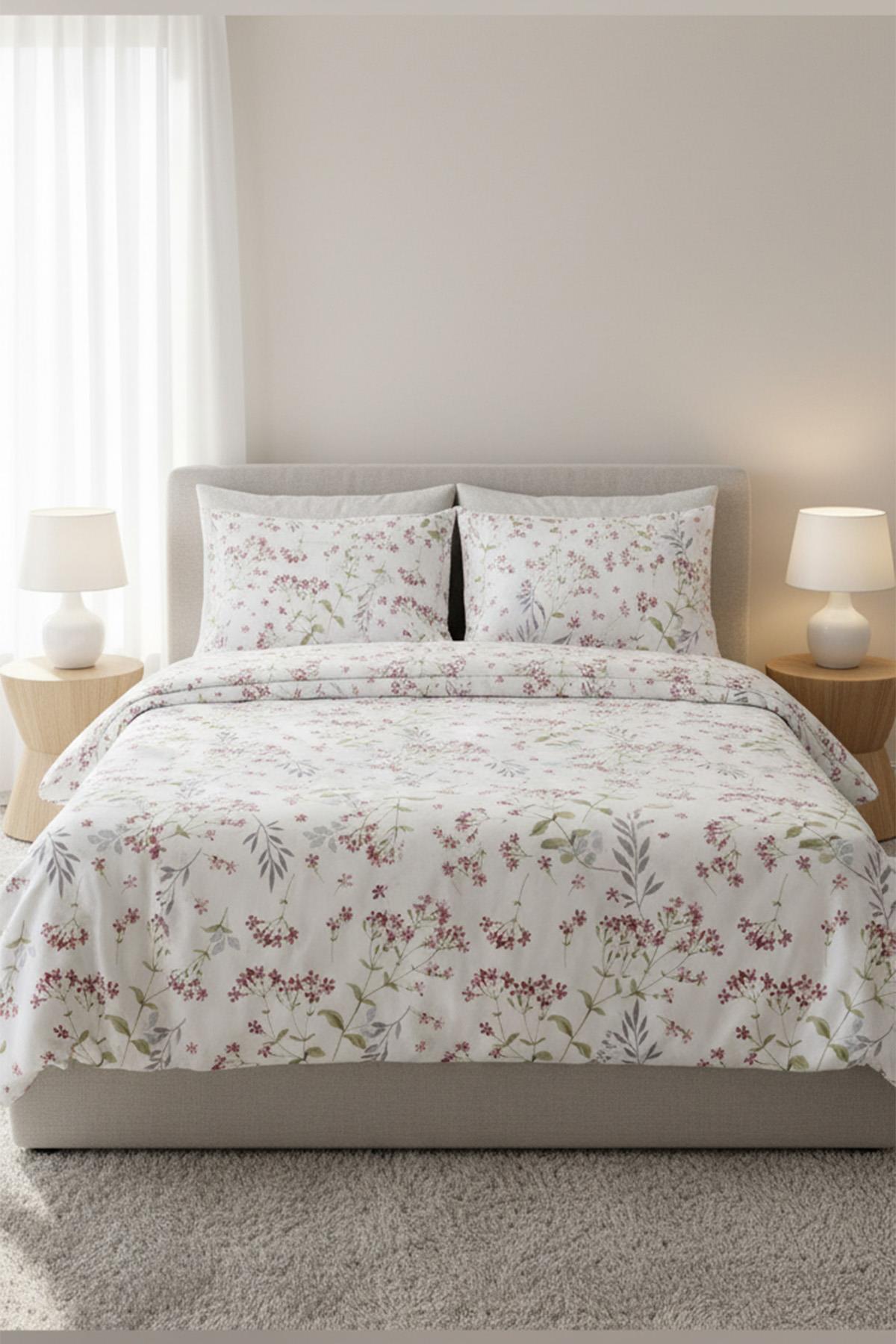 Floral Breeze %100 Pamuk Çift Kişilik Nevresim Takımı (200x220 cm)