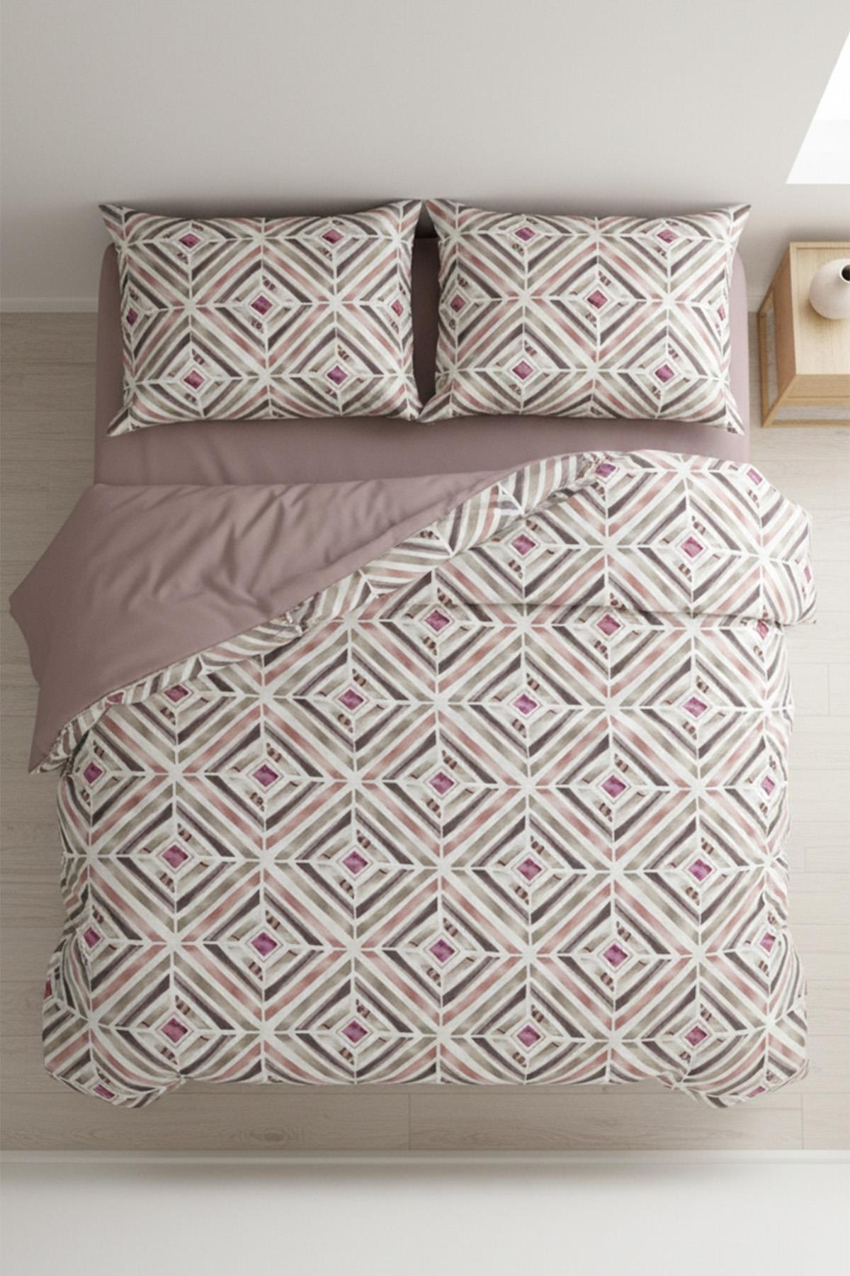 Geometrik Dokunuş Çift Kişilik %100 Pamuk Nevresim Takımı