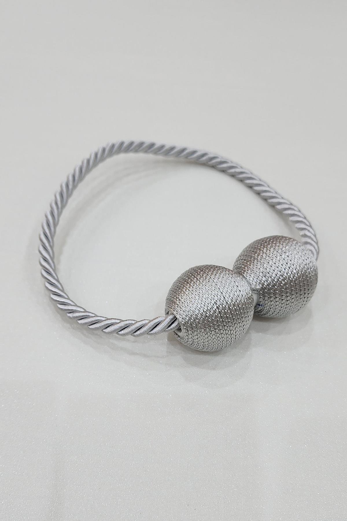 Mıknatıslı Perde Bağcık Braçol Gri Renk