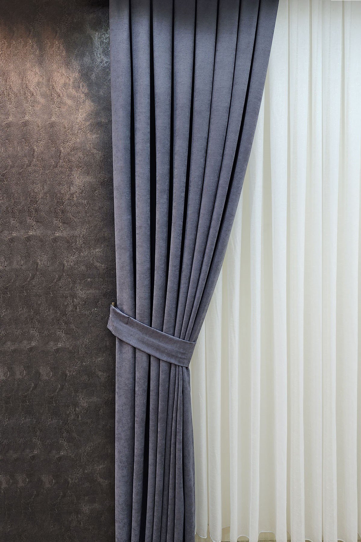 Mosso Fon Perde Düz Renk Koyu Gri