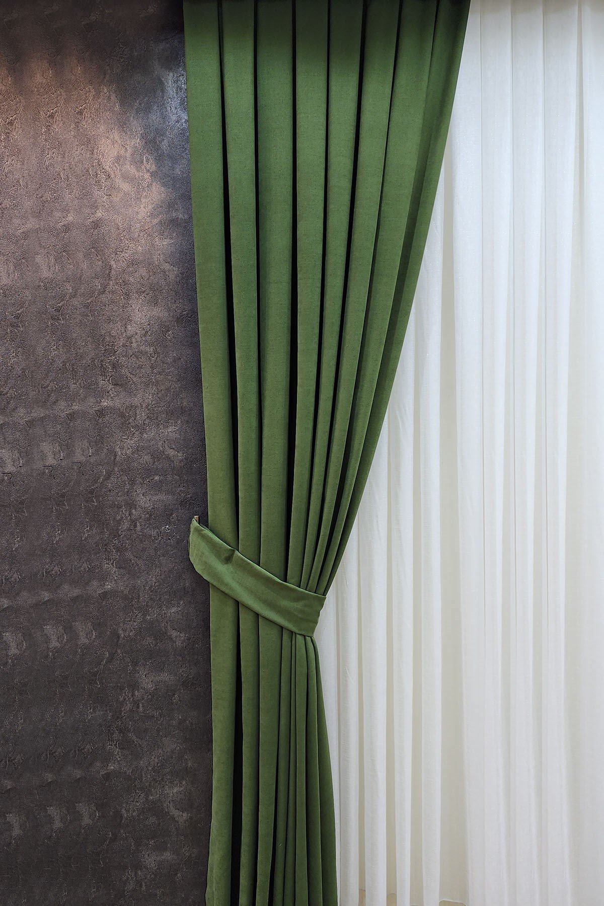 Mosso Fon Perde Düz Renk Yeşil