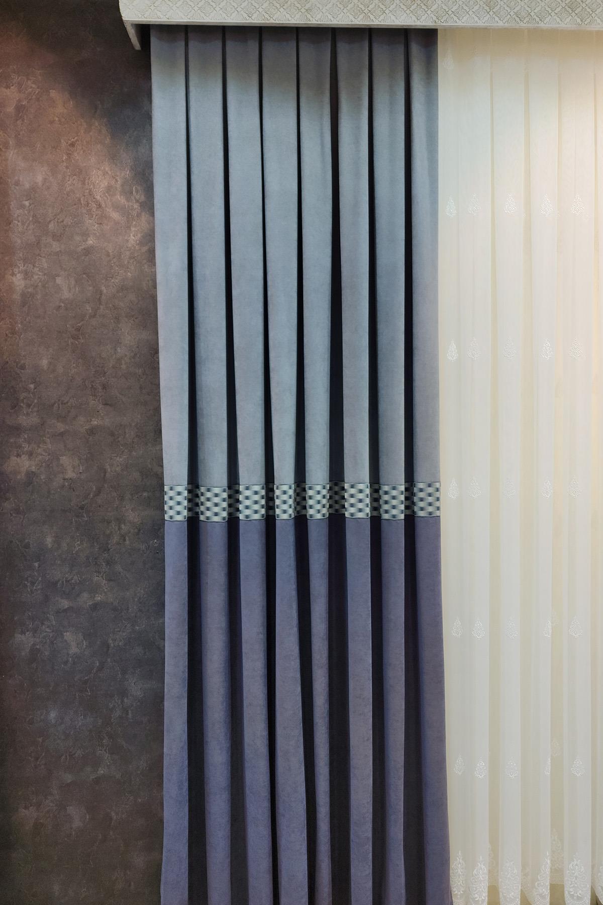 Pera Pano Fon Perde Açık Gri Koyu Gri Renk