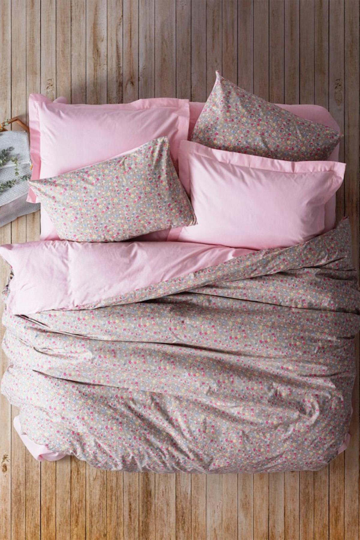 Petite Tek Kişilik Nevresim Takımı Sihu Pembe, %100 Pamuk Ranforce 30/1 57 TEL Kumaş, Pigment Baskılı.