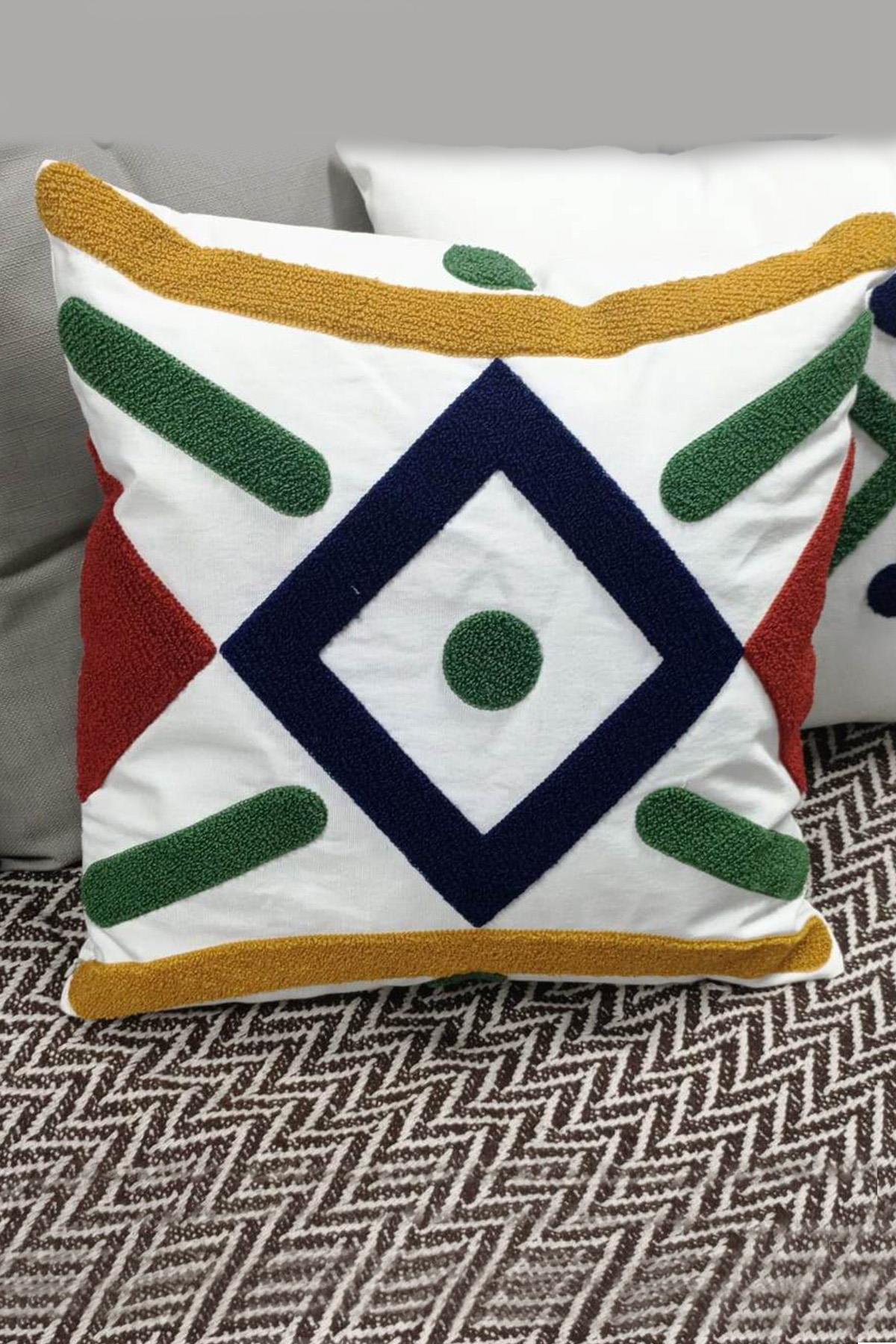 Punch Keten Dekoratif Kırlent Kılıfı 43cmX43cm 1 Adet KT014