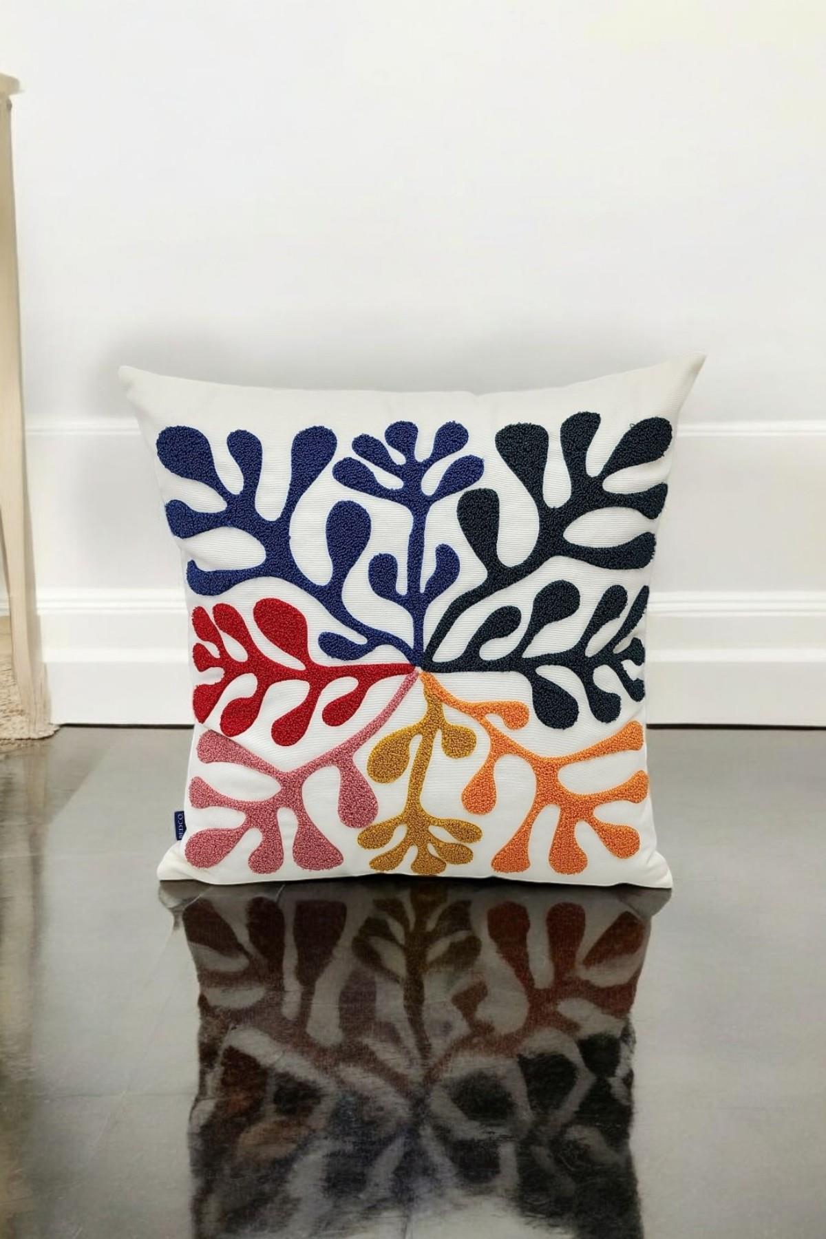 Punch Keten Dekoratif Kırlent Kılıfı 43cmX43cm 1 Adet K016