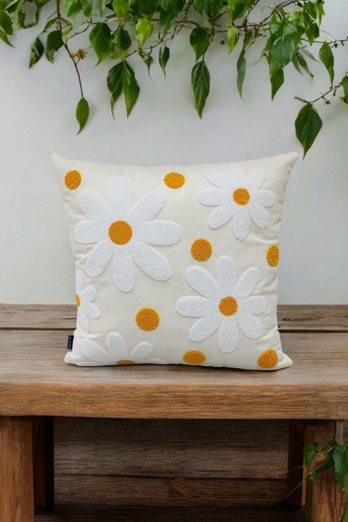 Punch Keten Dekoratif Kırlent Kılıfı 43cmX43cm 1 Adet K017