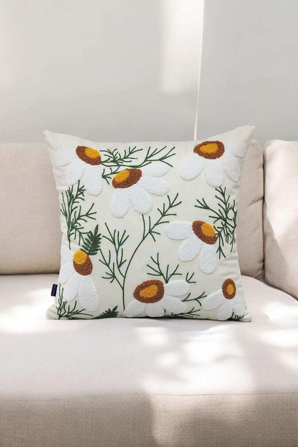 Punch Keten Dekoratif Kırlent Kılıfı 43cmX43cm 1 Adet K019