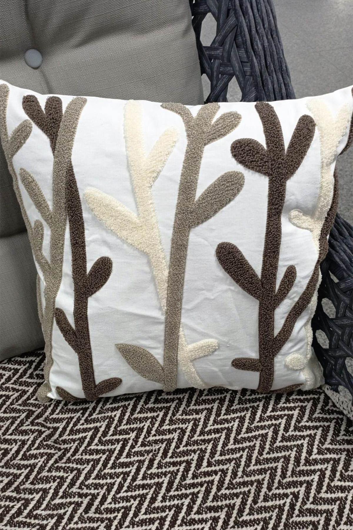 Punch Keten Dekoratif Kırlent Kılıfı 43cmX43cm 1 Adet KT006