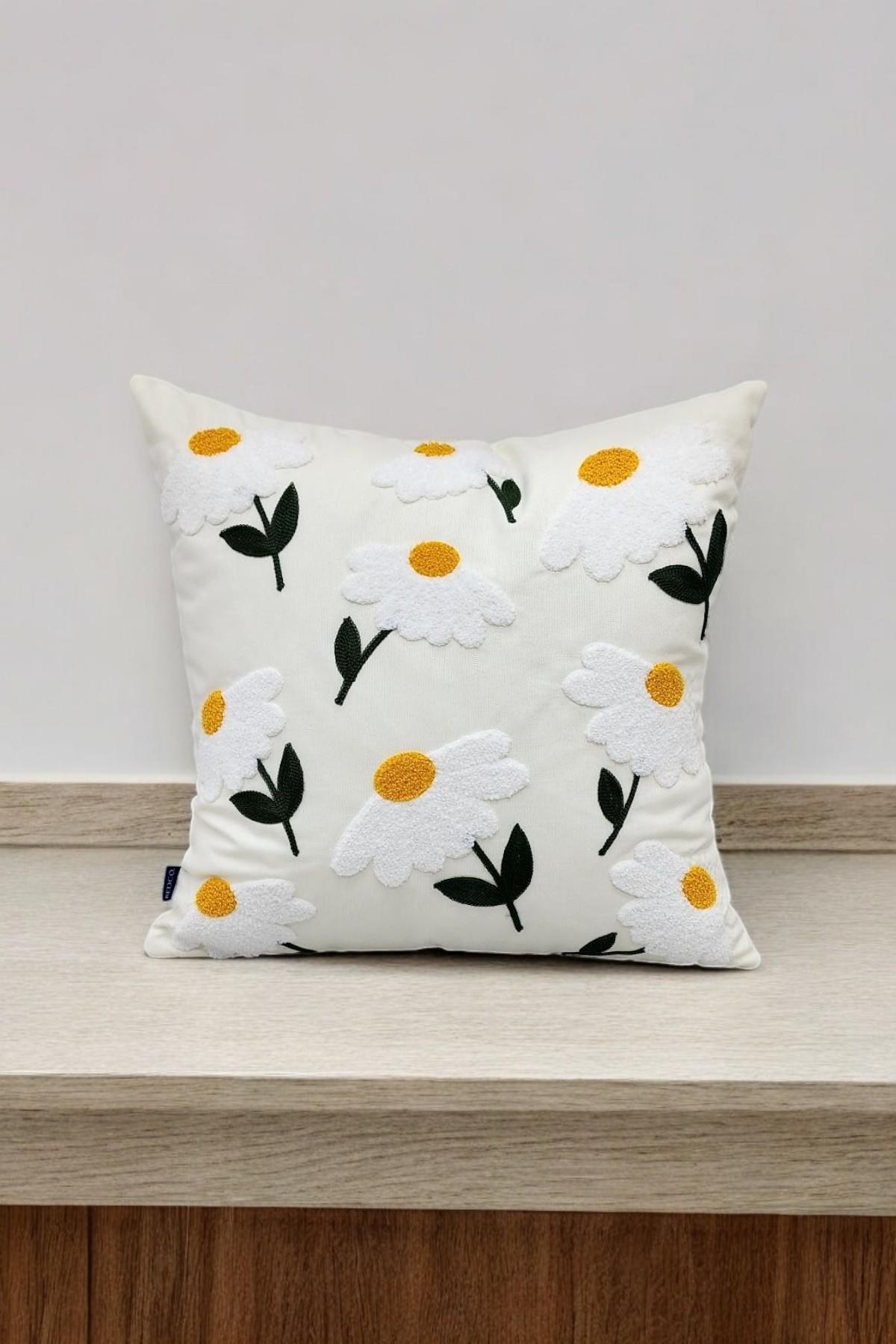 Punch Keten Dekoratif Kırlent Kılıfı 43cmX43cm 1 Adet K018