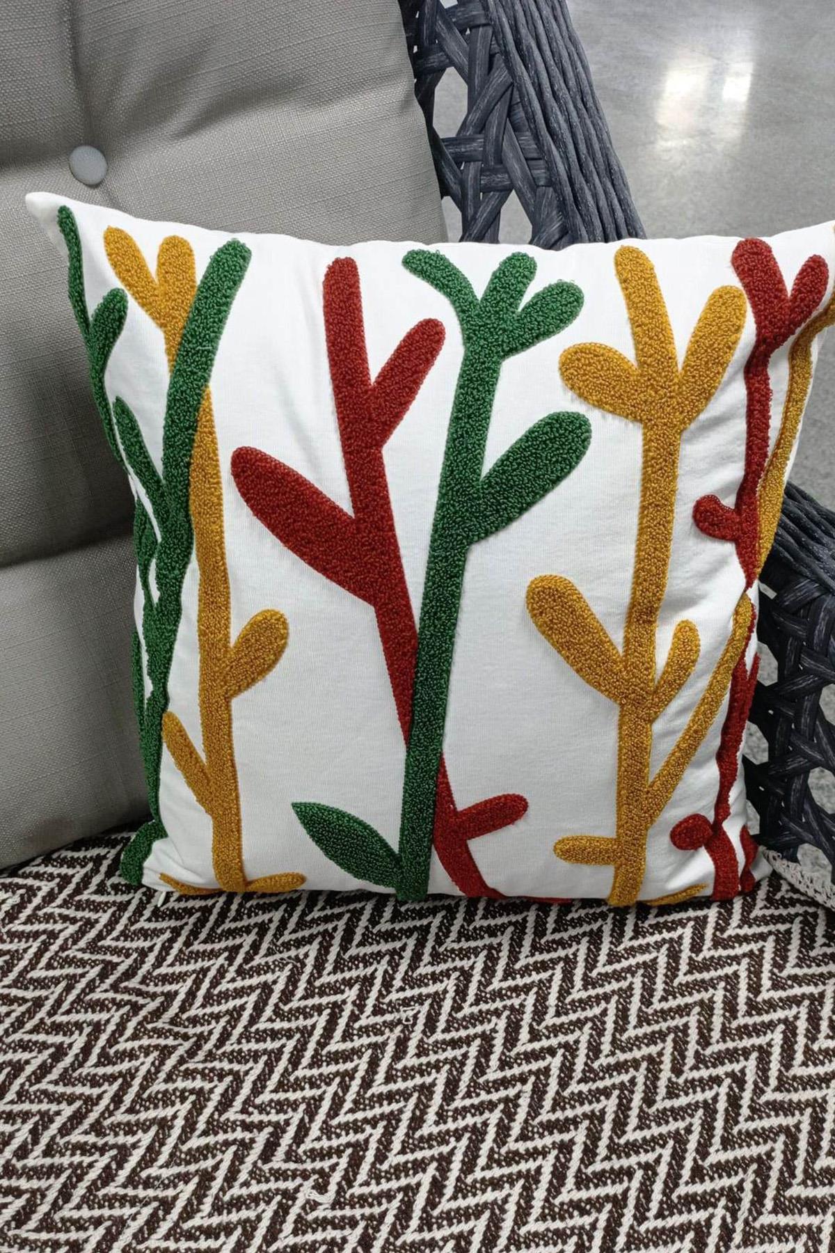Punch Keten Dekoratif Kırlent Kılıfı 43cmX43cm 1 Adet KT005