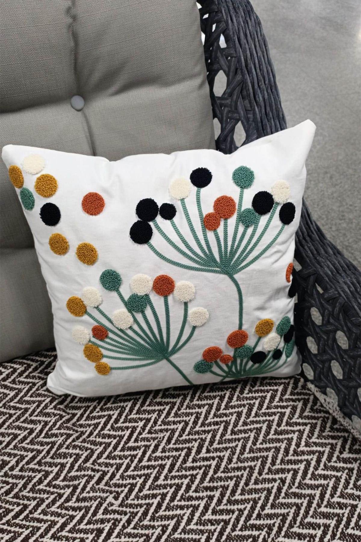 Punch Keten Dekoratif Kırlent Kılıfı 43cmX43cm 1 Adet KT012