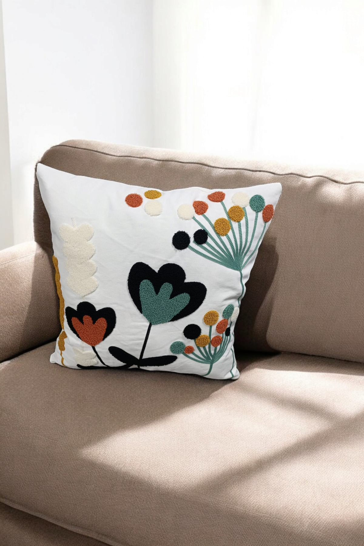 Punch Keten Dekoratif Kırlent Kılıfı 43cmX43cm 1 Adet KT001