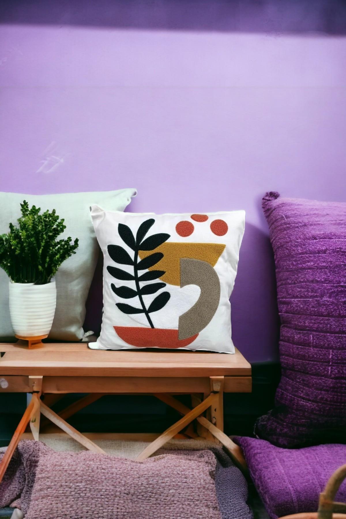 Punch Keten Dekoratif Kırlent Kılıfı 43cmX43cm 1 Adet KT003