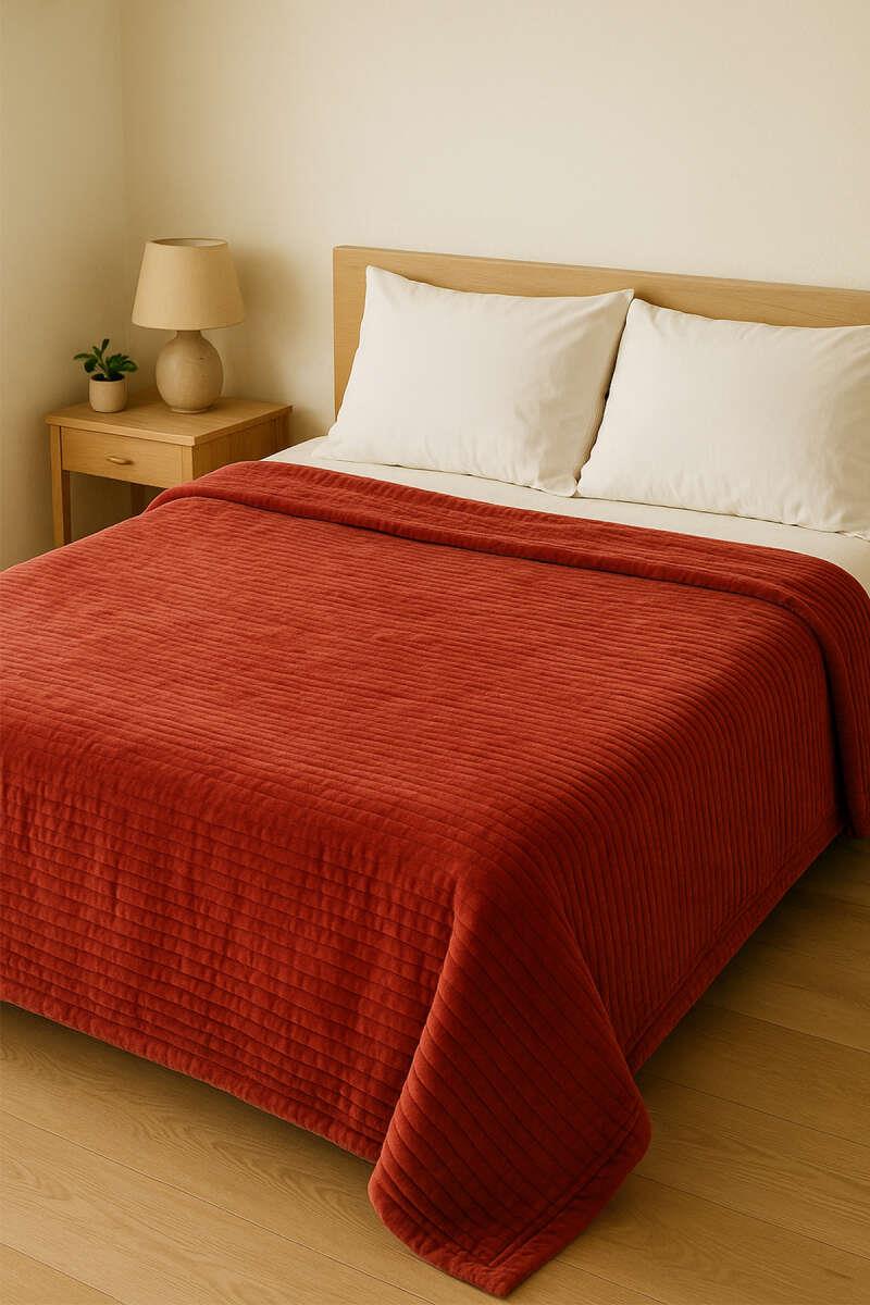 Softline Tarçın Çizgili Yumuşak ve Hafif Battaniye 200x220 cm (Çift Kişilik)