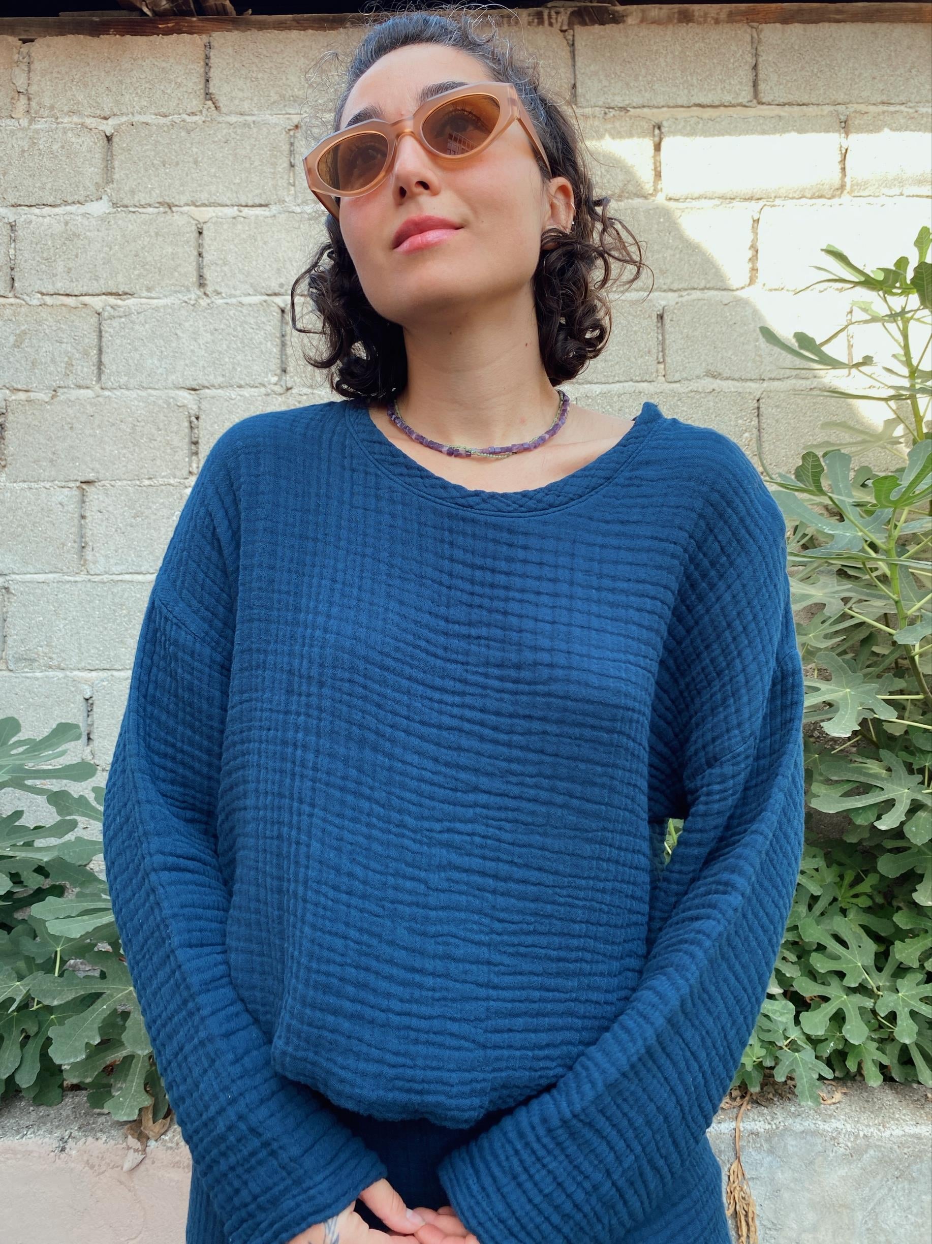 Bisiklet Yaka İp Detaylı Sweatshirt MİDNİGHT NAVY