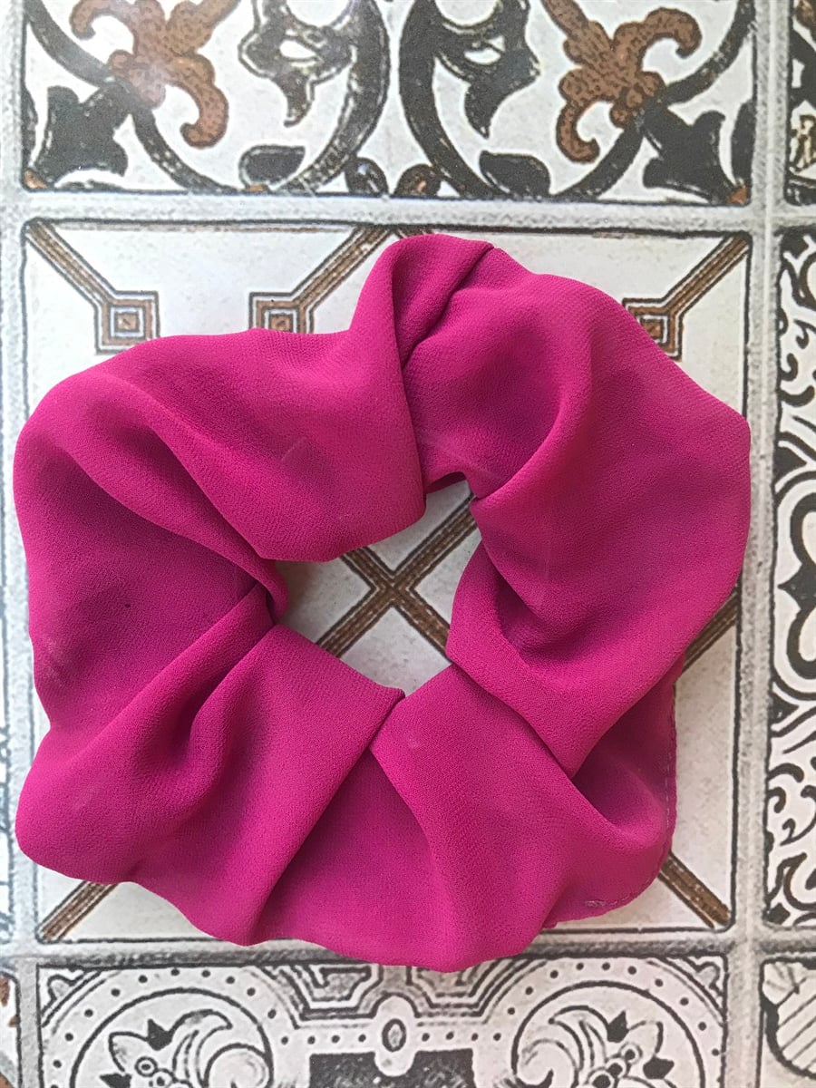 Bordo Şifon Orta Boy Scrunchie Toka 