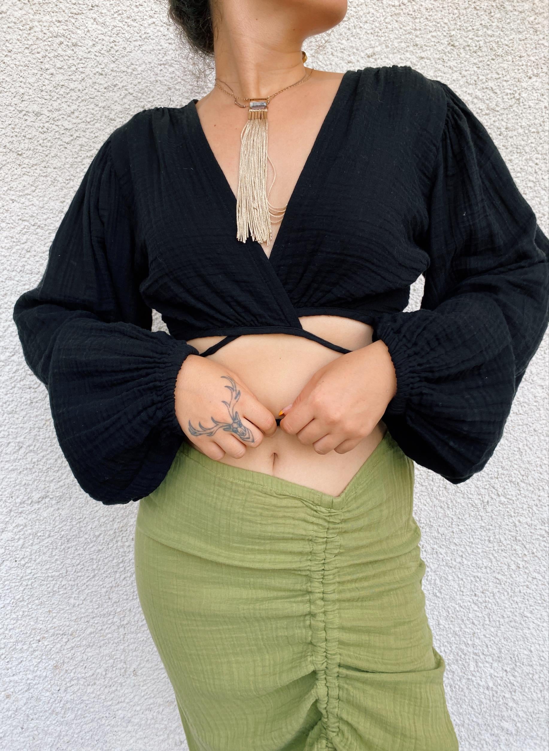 Büzgülü etek SAGE GREEN