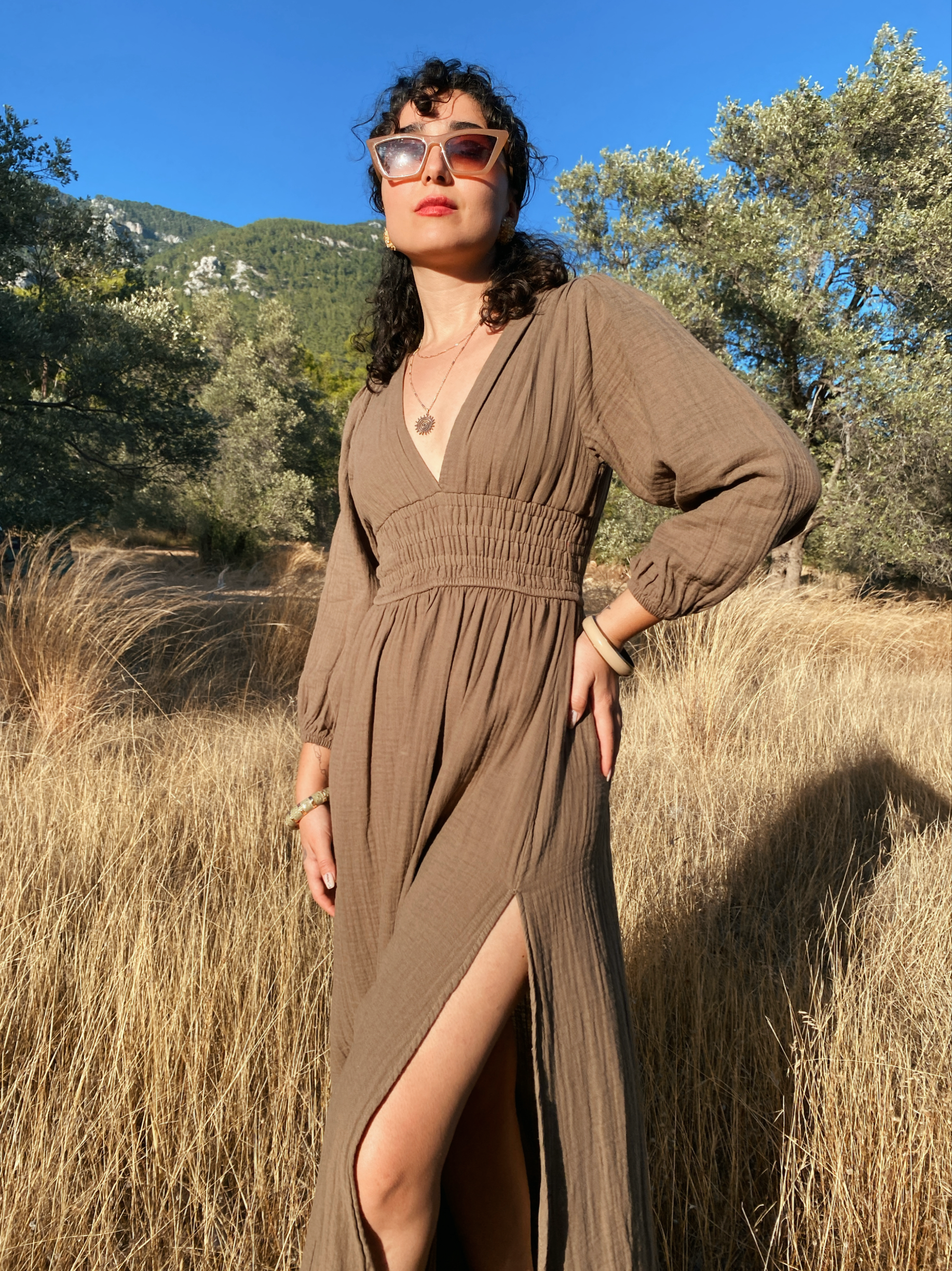 Hare Elbise-NEUTRAL BROWN