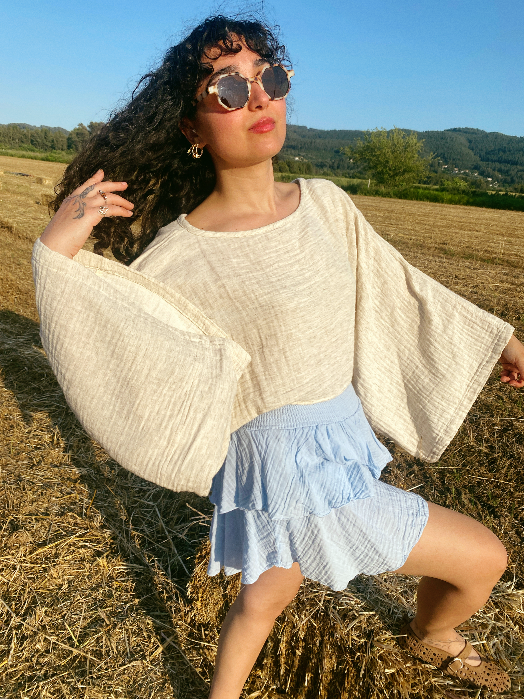Meltem Crop Bluz NATURAL