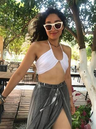 Nandina Crop Top-WHİTE