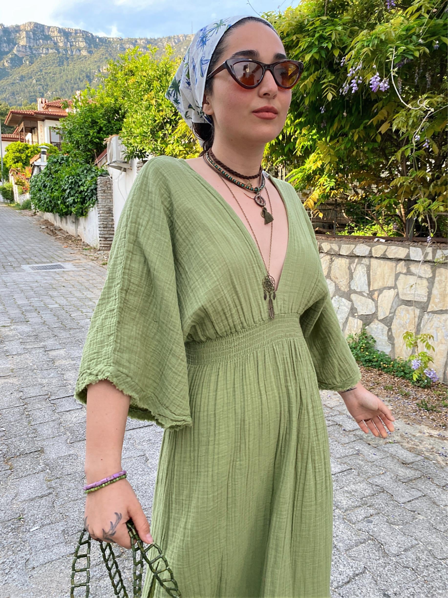 Nazende Elbise-SAGE GREEN