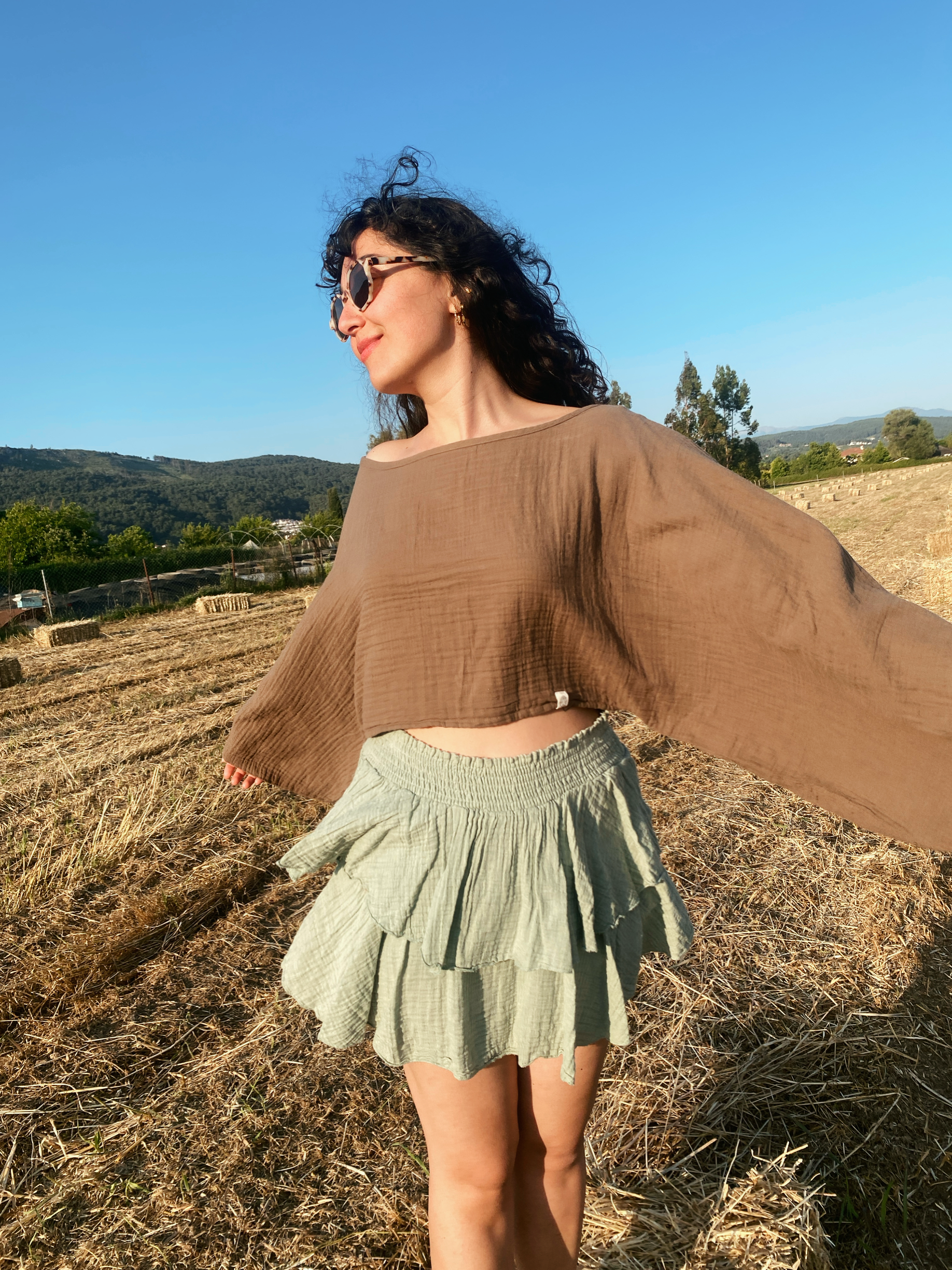 Pendula Crop Bluz NEUTRAL BROWN