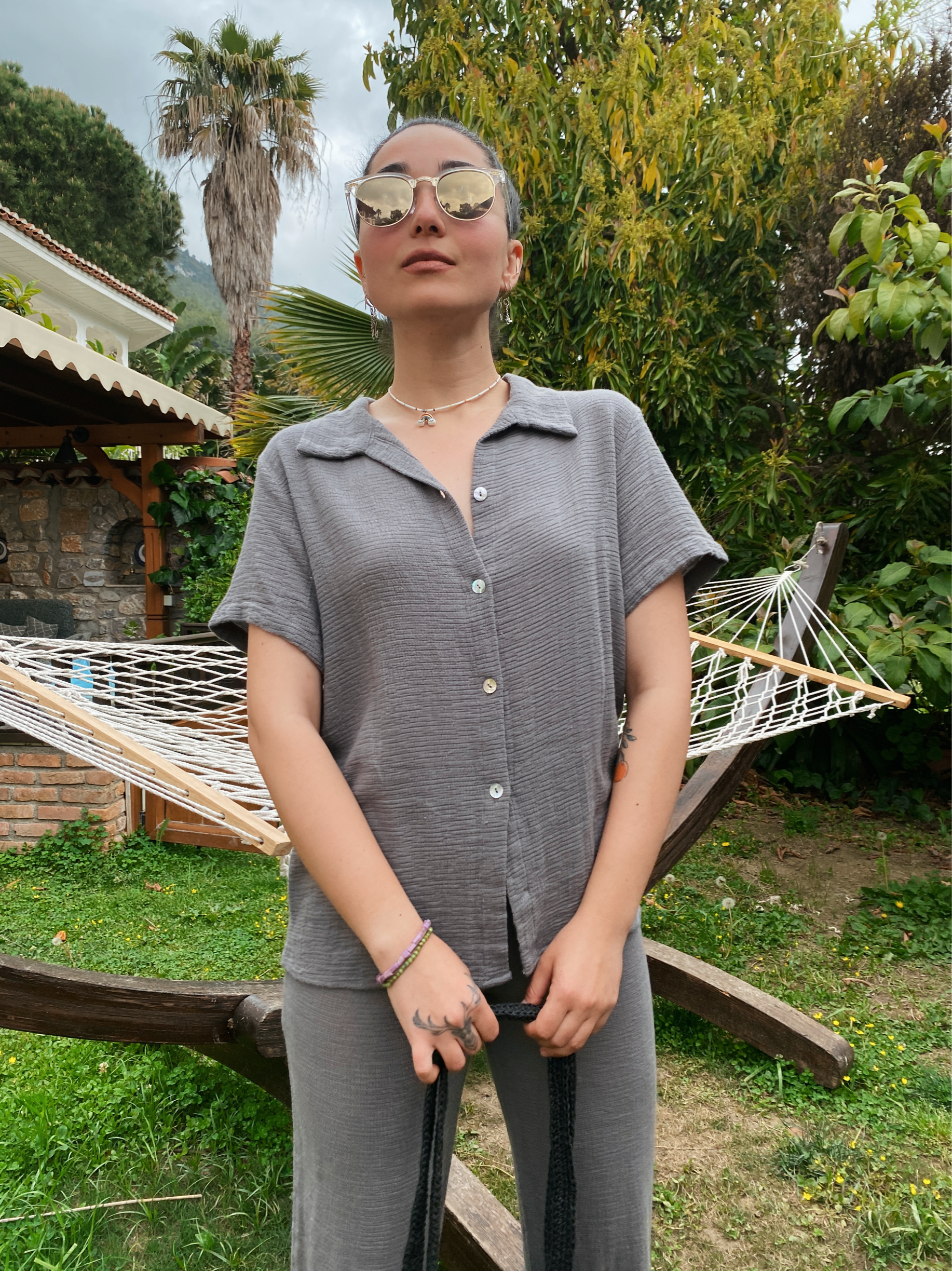 Plain Gömlek-DARK GREY