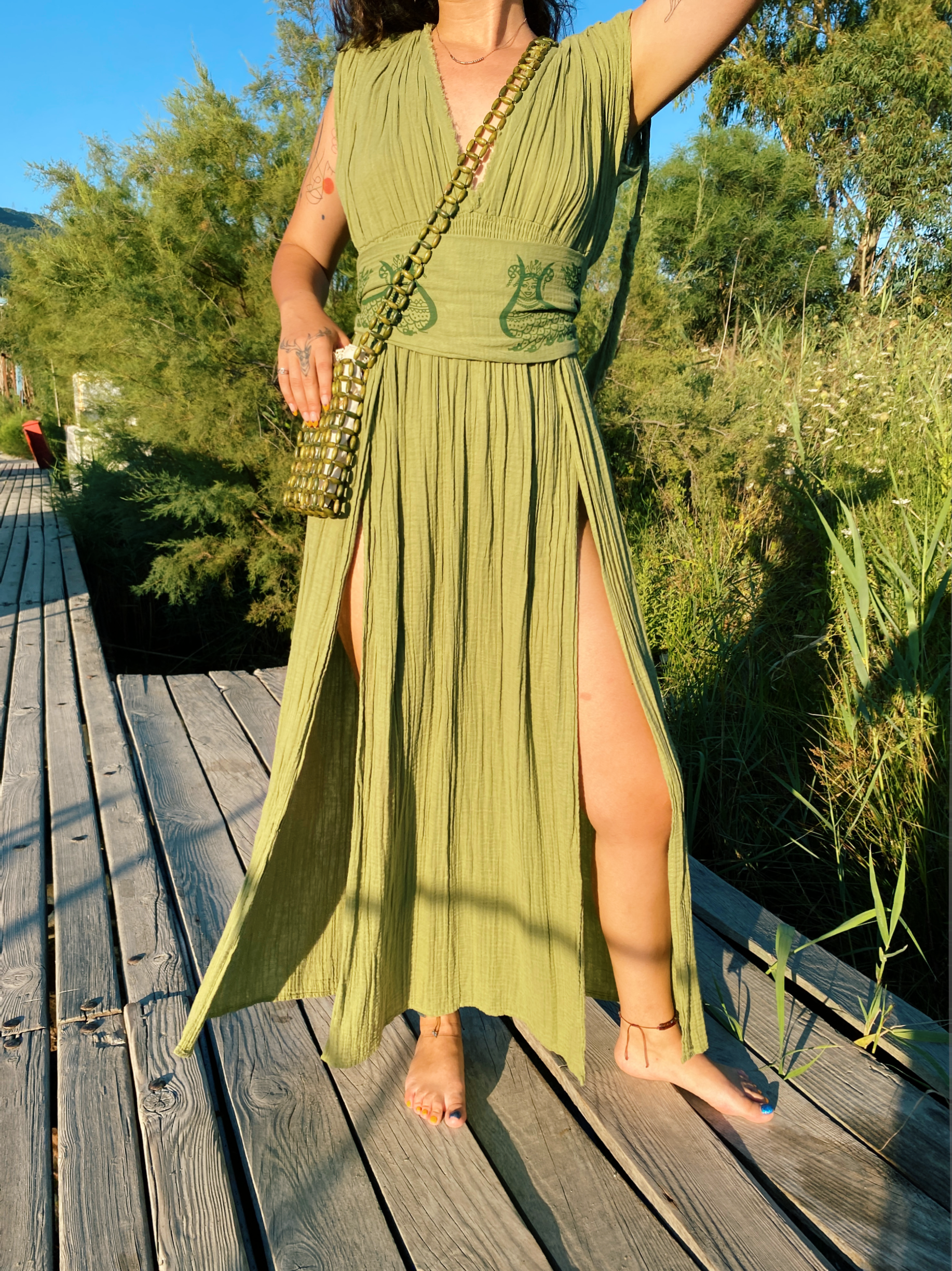 Şahmeran Elbise-SAGE GREEN