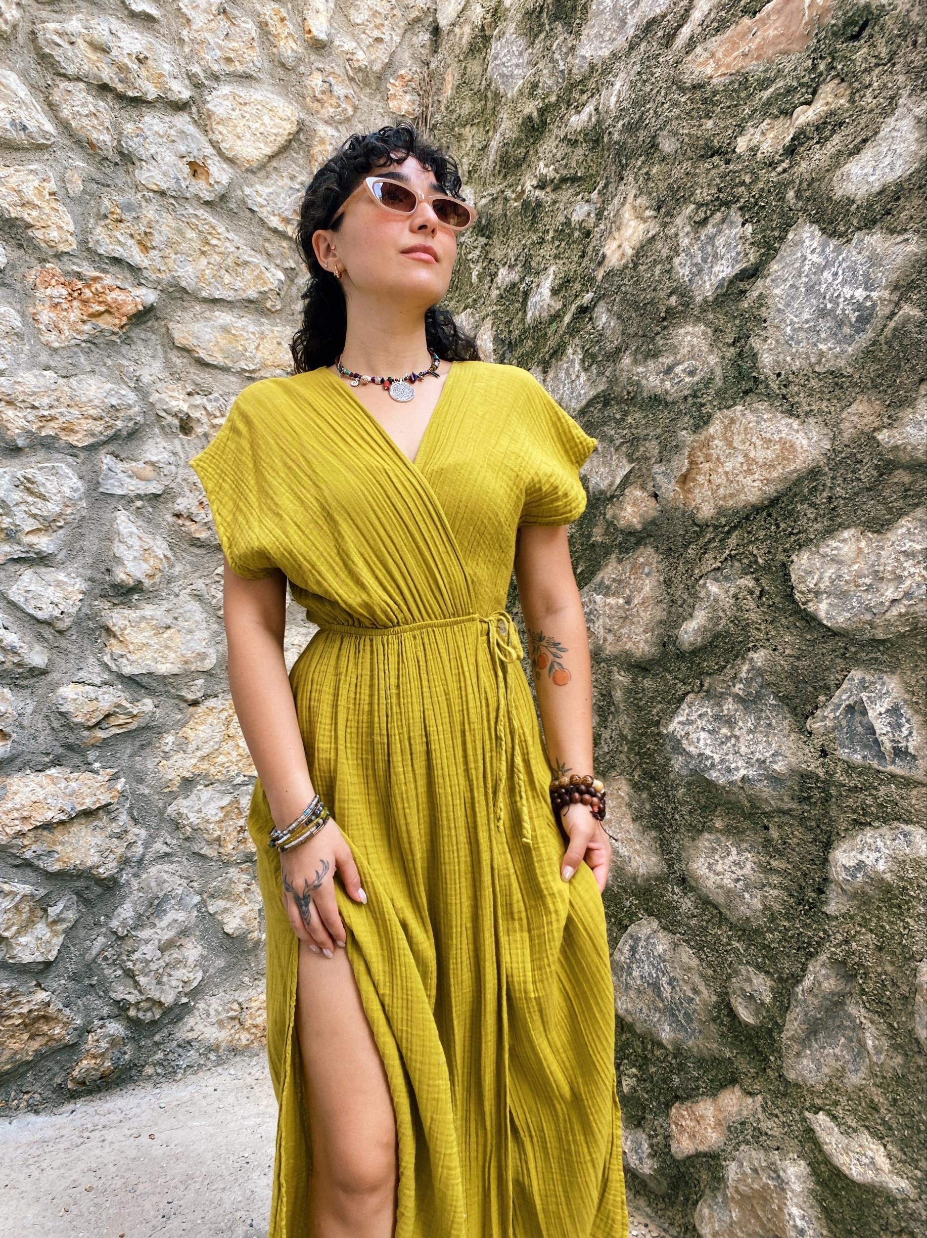 Samyeli Elbise-GOLDEN OLİVE