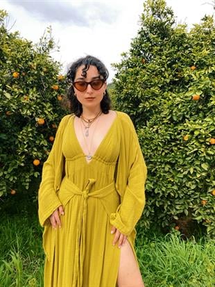 Kinari Kimono-GOLDEN OLİVE