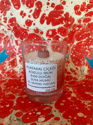 Portakal Çiçeği Kokulu Soya Mum Kırmızı Puantiyeli