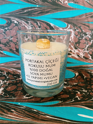 Portakal Çiçeği Kokulu Soya Mum Mavi Puantiyeli