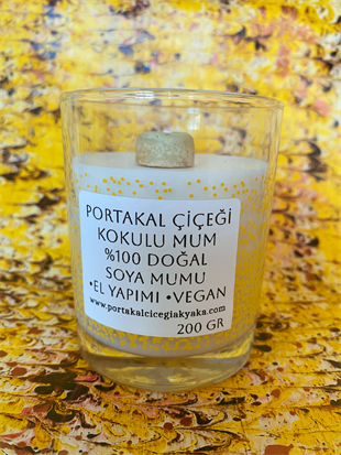 Portakal Çiçeği Kokulu Soya Mum Sarı Puantiyeli