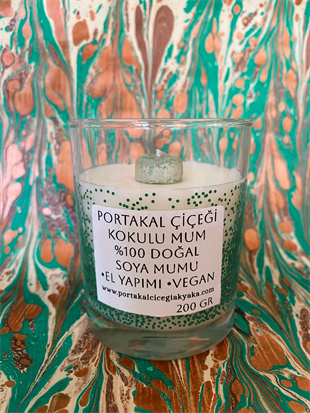 Portakal Çiçeği Kokulu Soya Mum Yeşil Puantiyeli