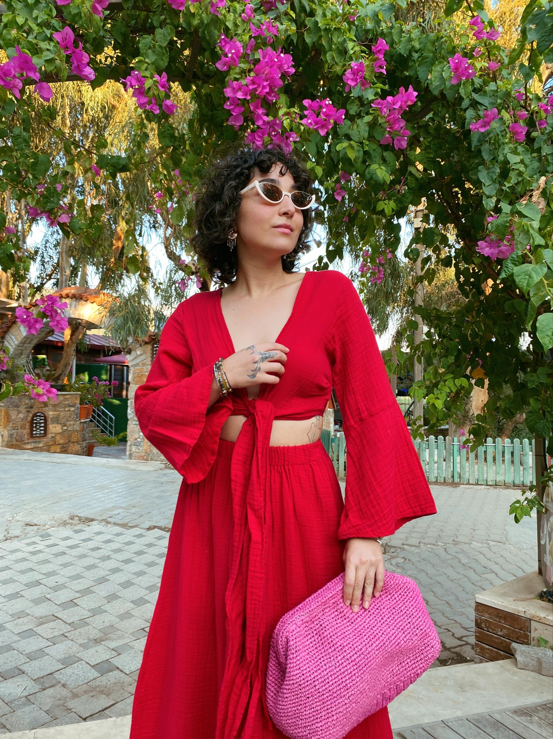 Açelya Crop Bluz-BARBADOS CHERRY