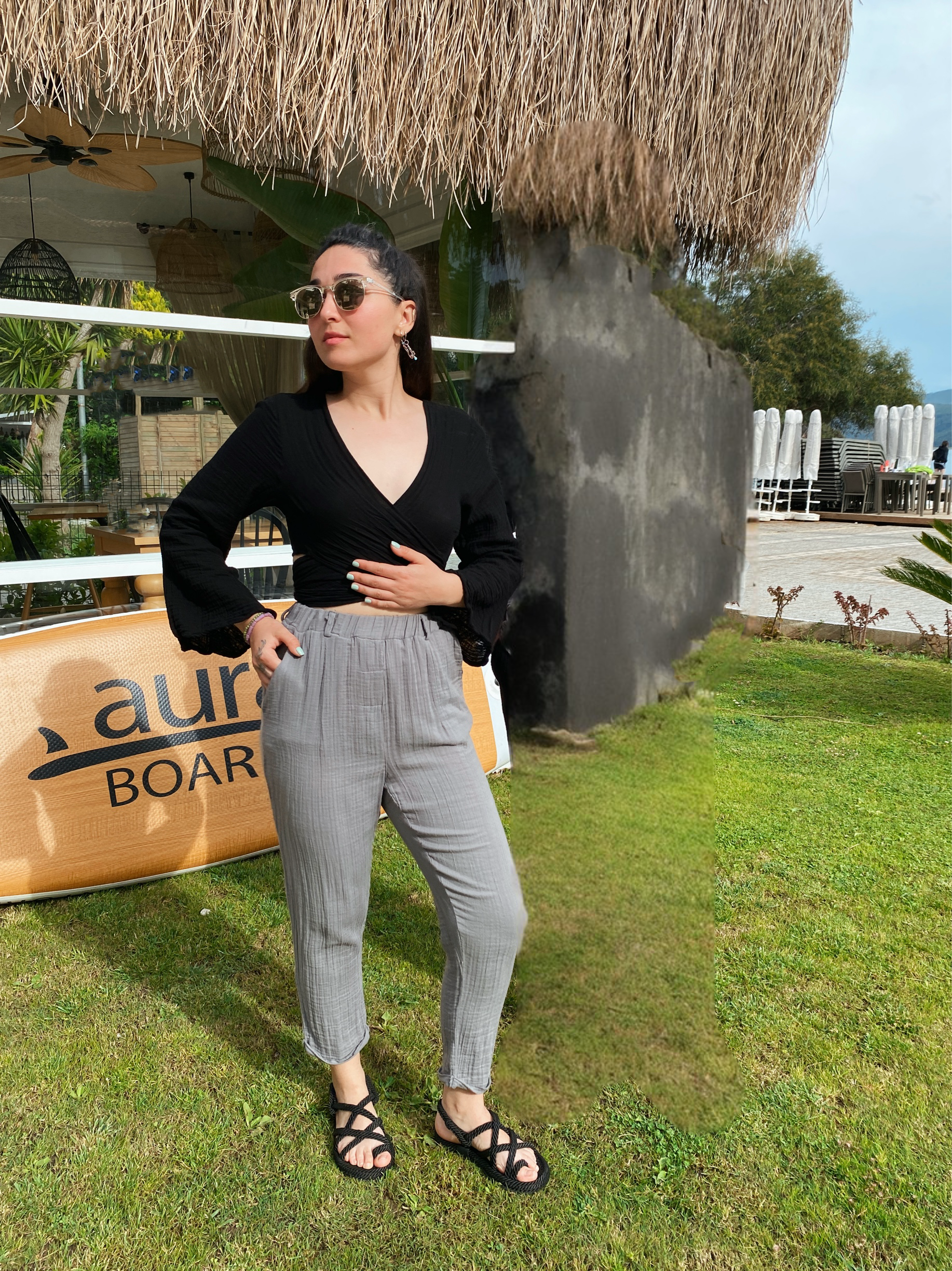 Açelya Crop Bluz-BLACK