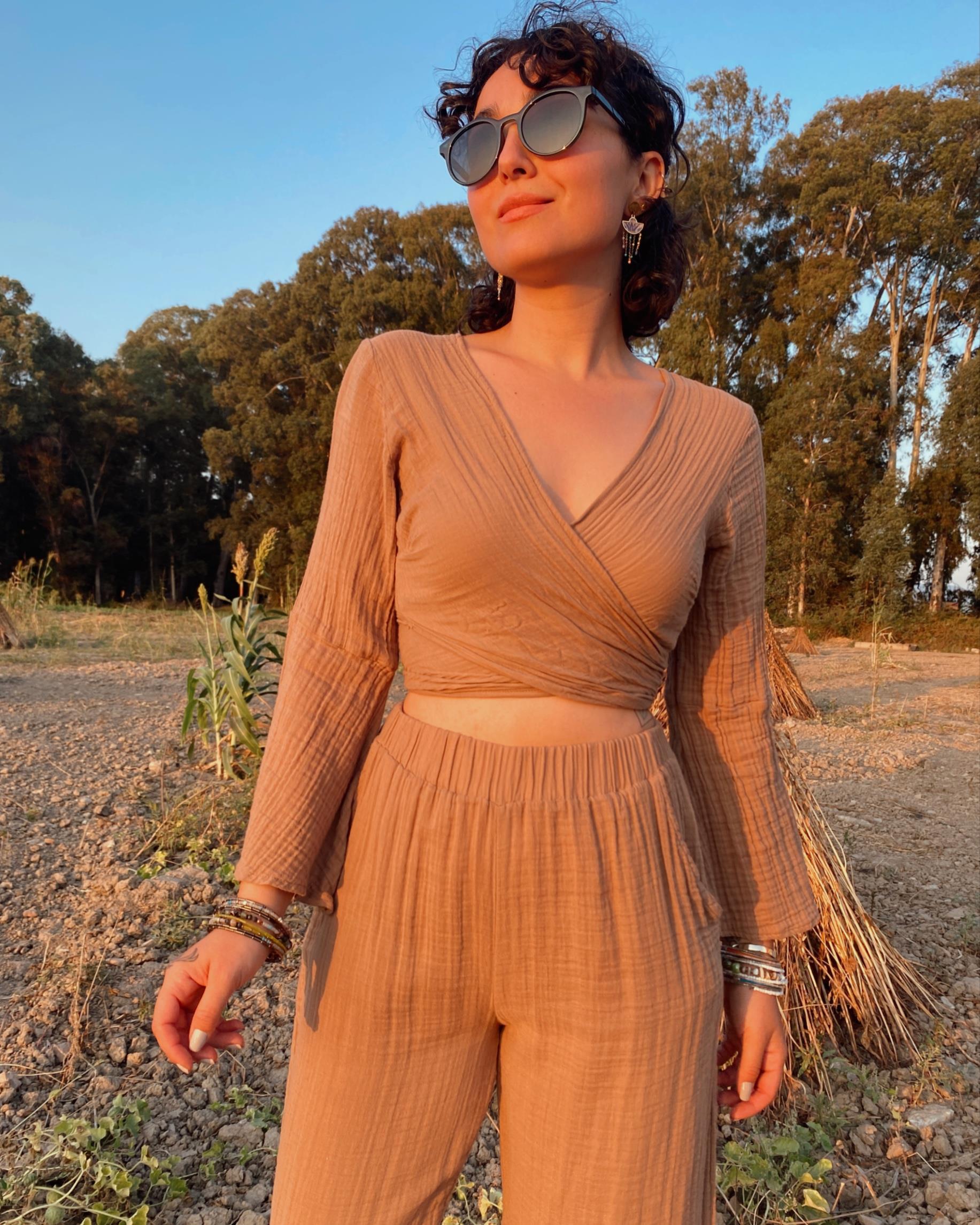 Açelya Crop Bluz-PRALİNE