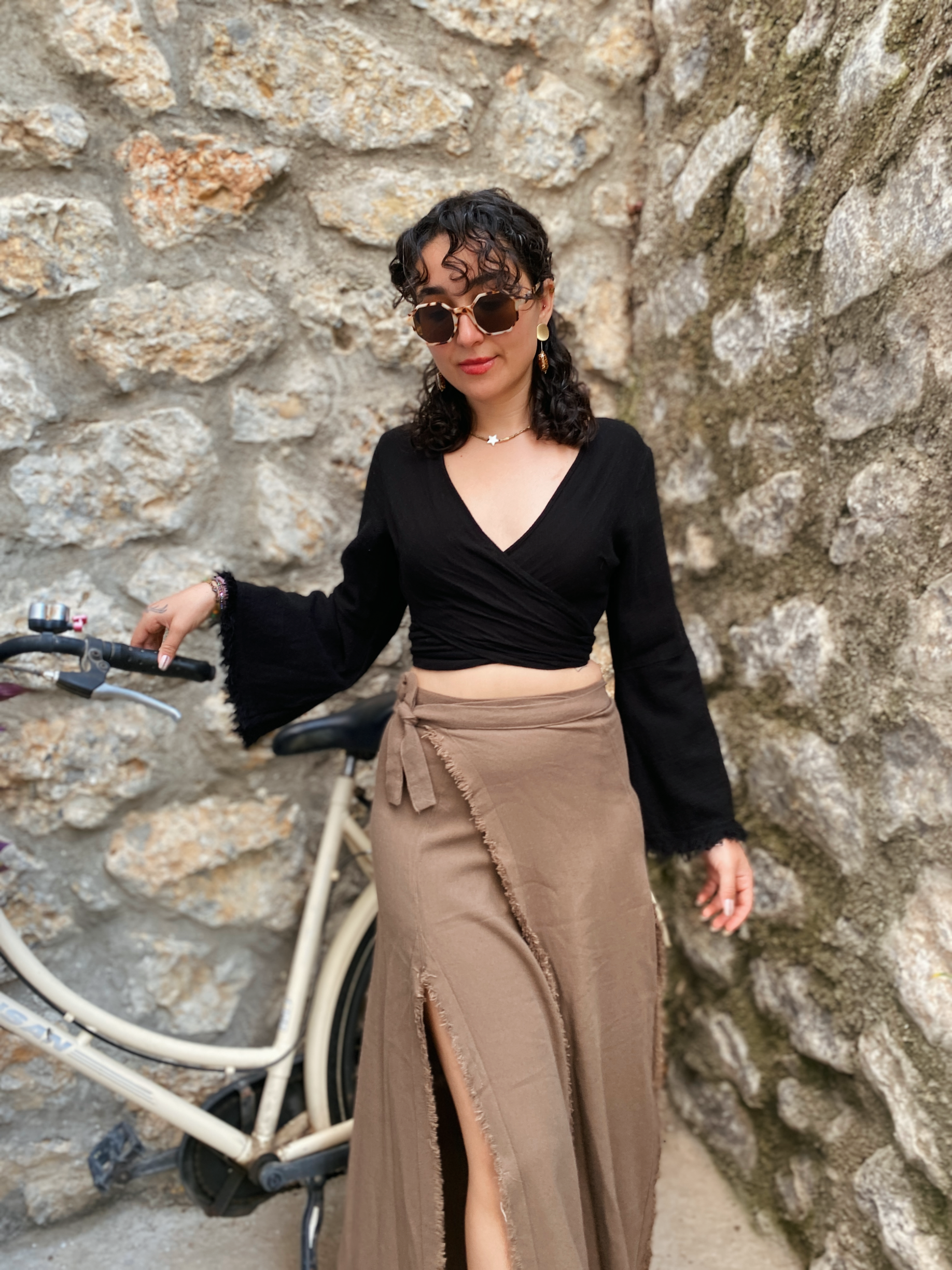 Alesta Crop Bluz BLACK