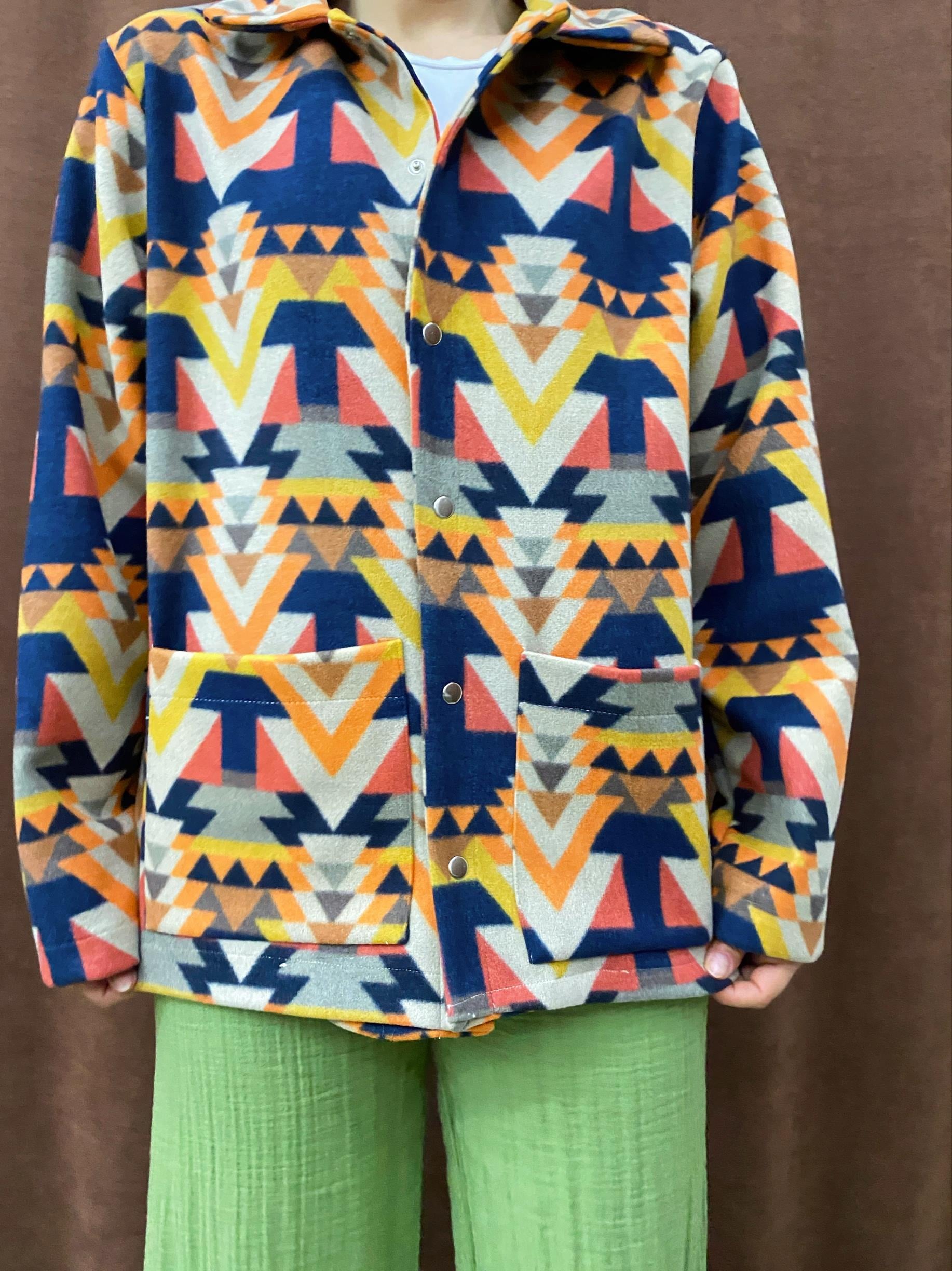 Aztek Desenli Unisex Gömlek Ceket