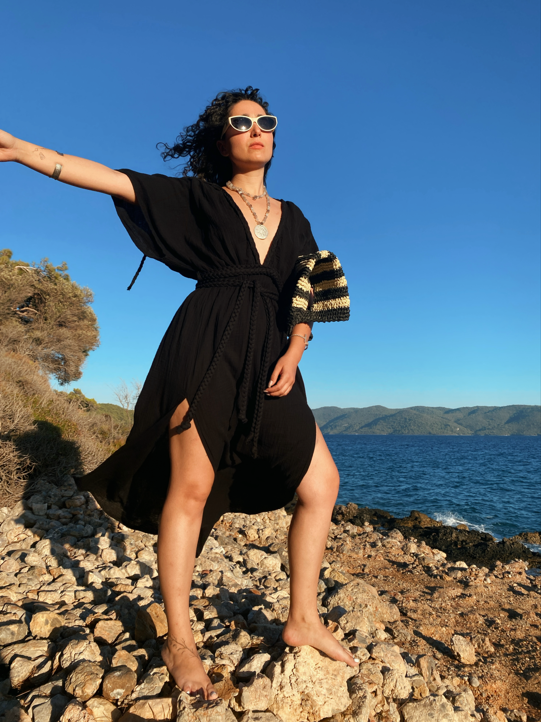 Begonvil Elbise-BLACK