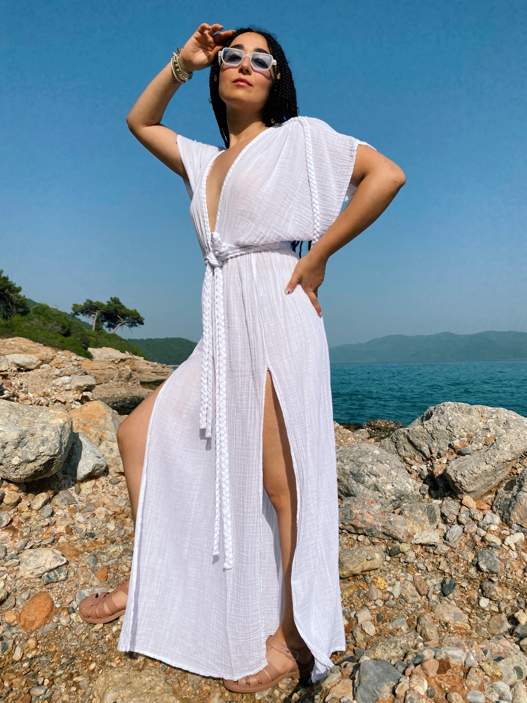 Begonvil Elbise-WHİTE