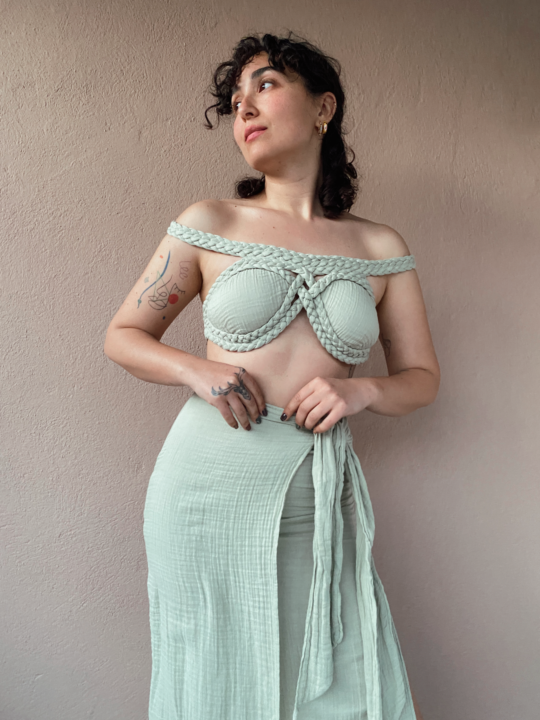 Braid Tasarım Crop Top SEA GREEN