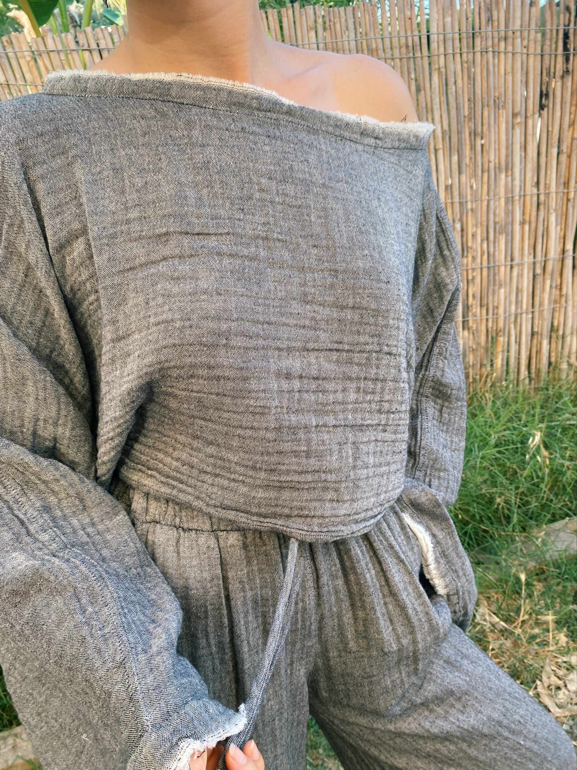 Derin Crop Bluz DARK GREY