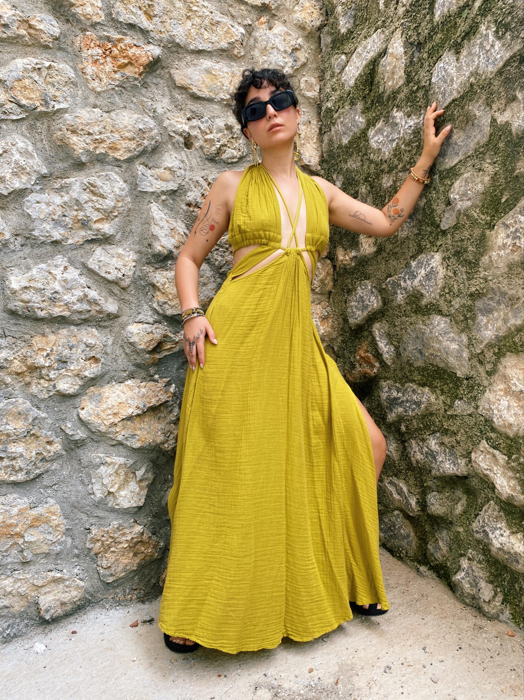 Dream Elbise-GOLDEN OLİVE