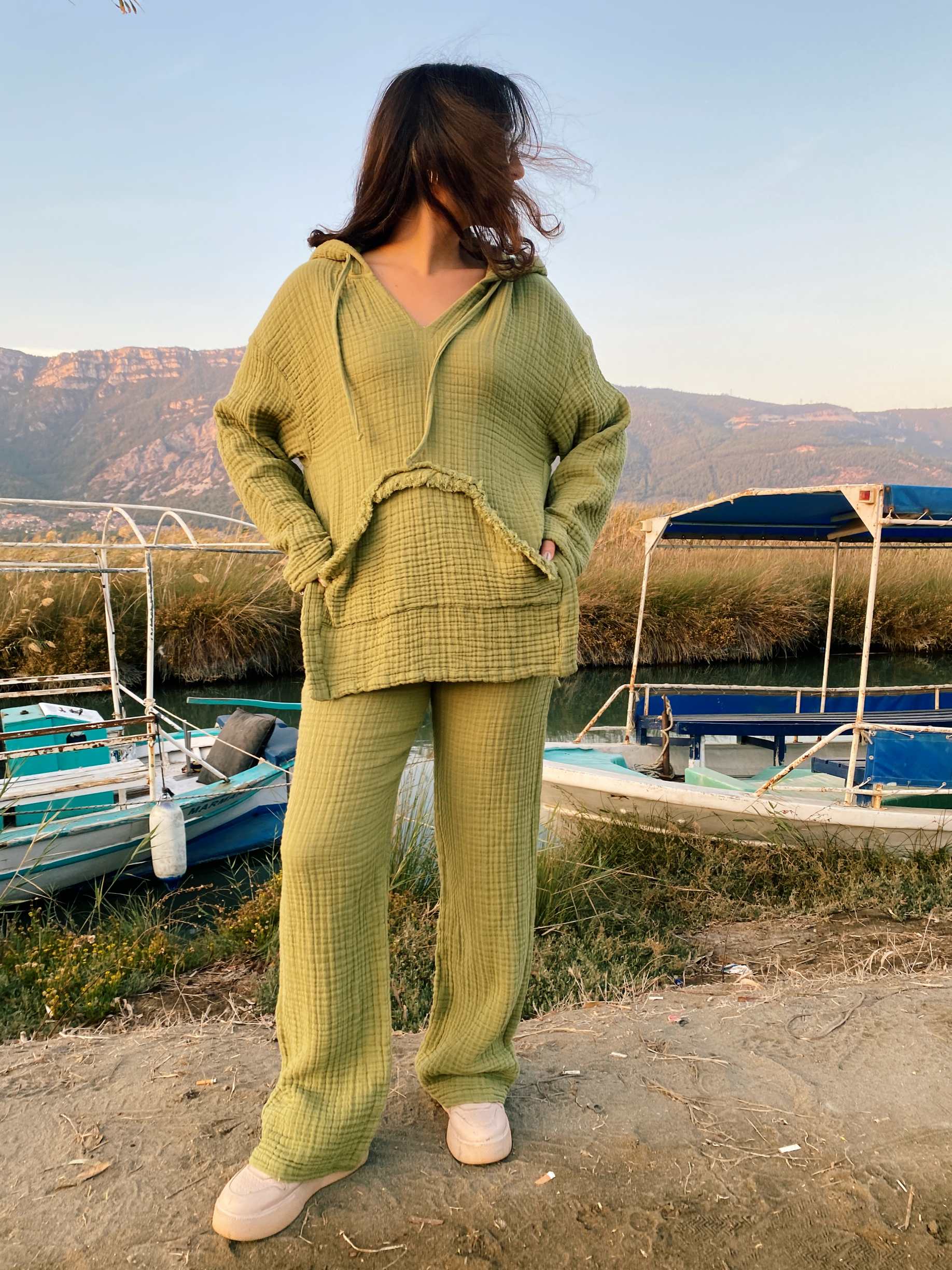 Düz Paça Sweat Pantolon SAGE GREEN