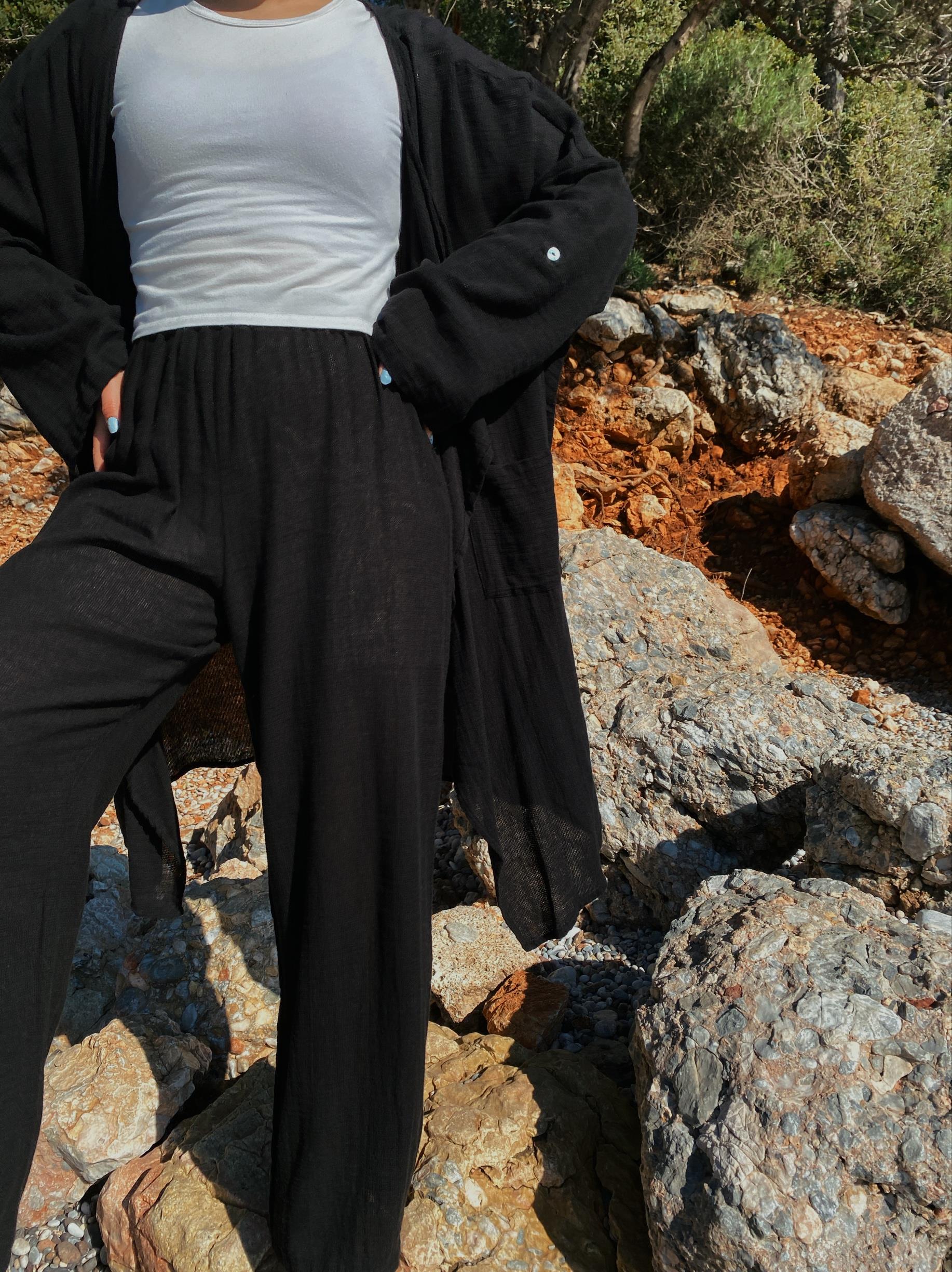 Flare Pantolon-BLACK