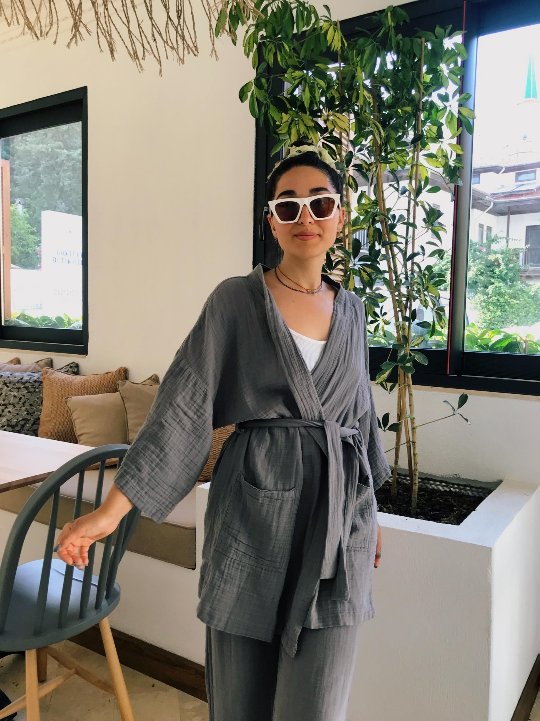 Gardenya Kimono-DARK GREY